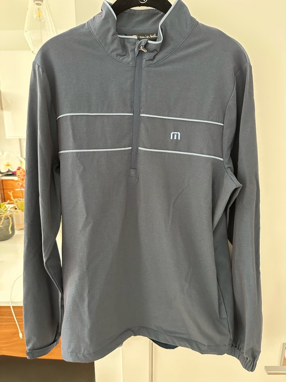 Travis Mathew Grey Quarter-Zip Pullover with Contrast Stripes